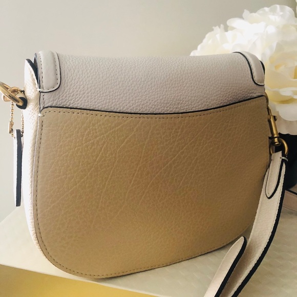 🎀 Coach Jade Leather Saddle Color block Bag - Picture 10 of 11